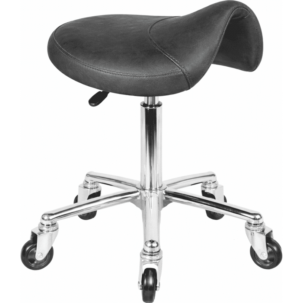 Textured Black Saddle Salon Stool